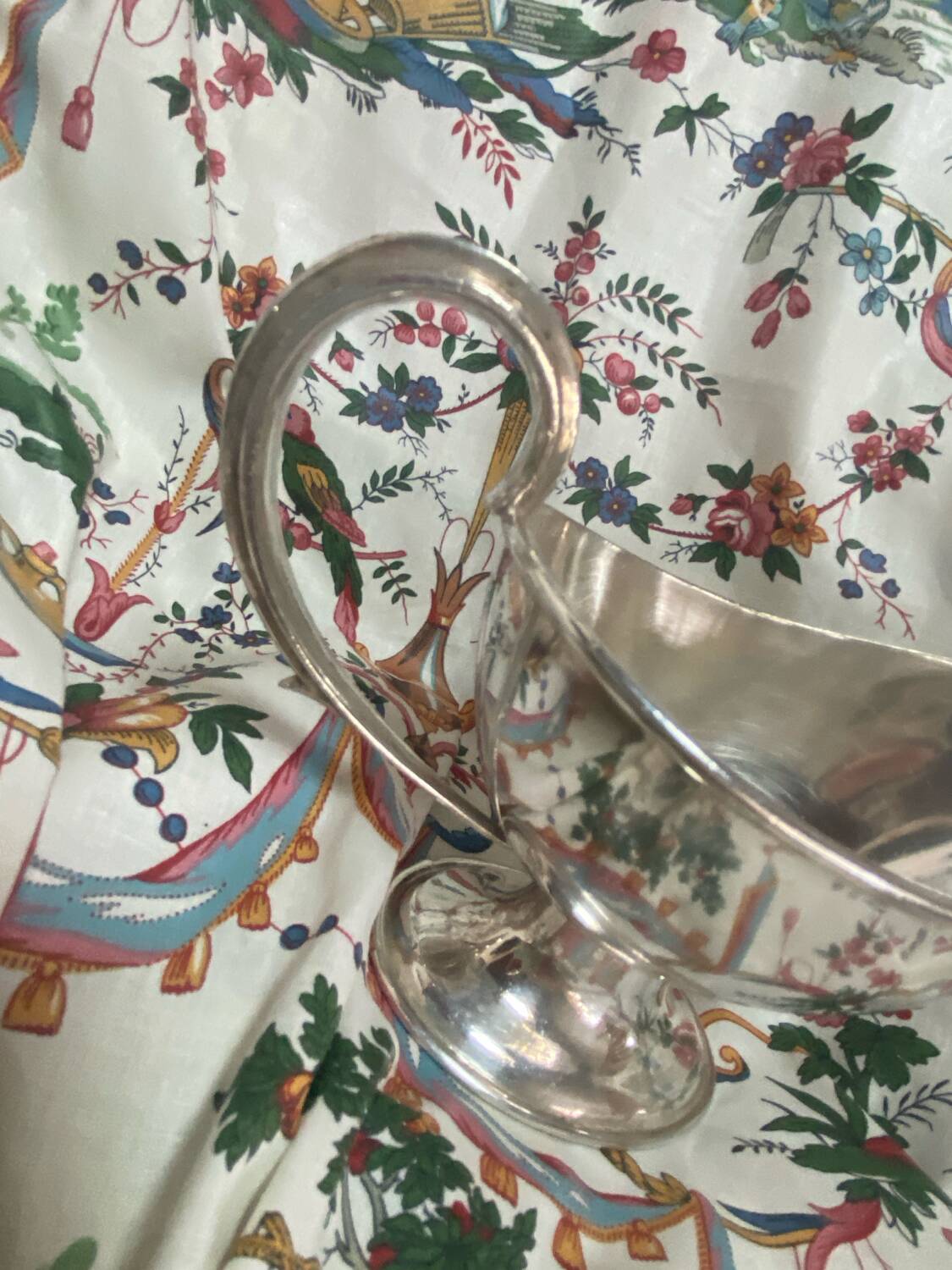Antique silver-plated gravy boat stamped Birks