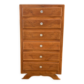 Art Deco chest of drawers with 6 oak drawers, claw feet, 1930s/40s.