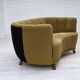 1960s, Danish 2-seater "Banan" sofa, green furniture wool, ash wood.