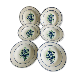 6 hollow plates - Faience Badonviller