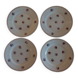 Series of four dessert plates in earthenware Saint Amand décor Rosettes