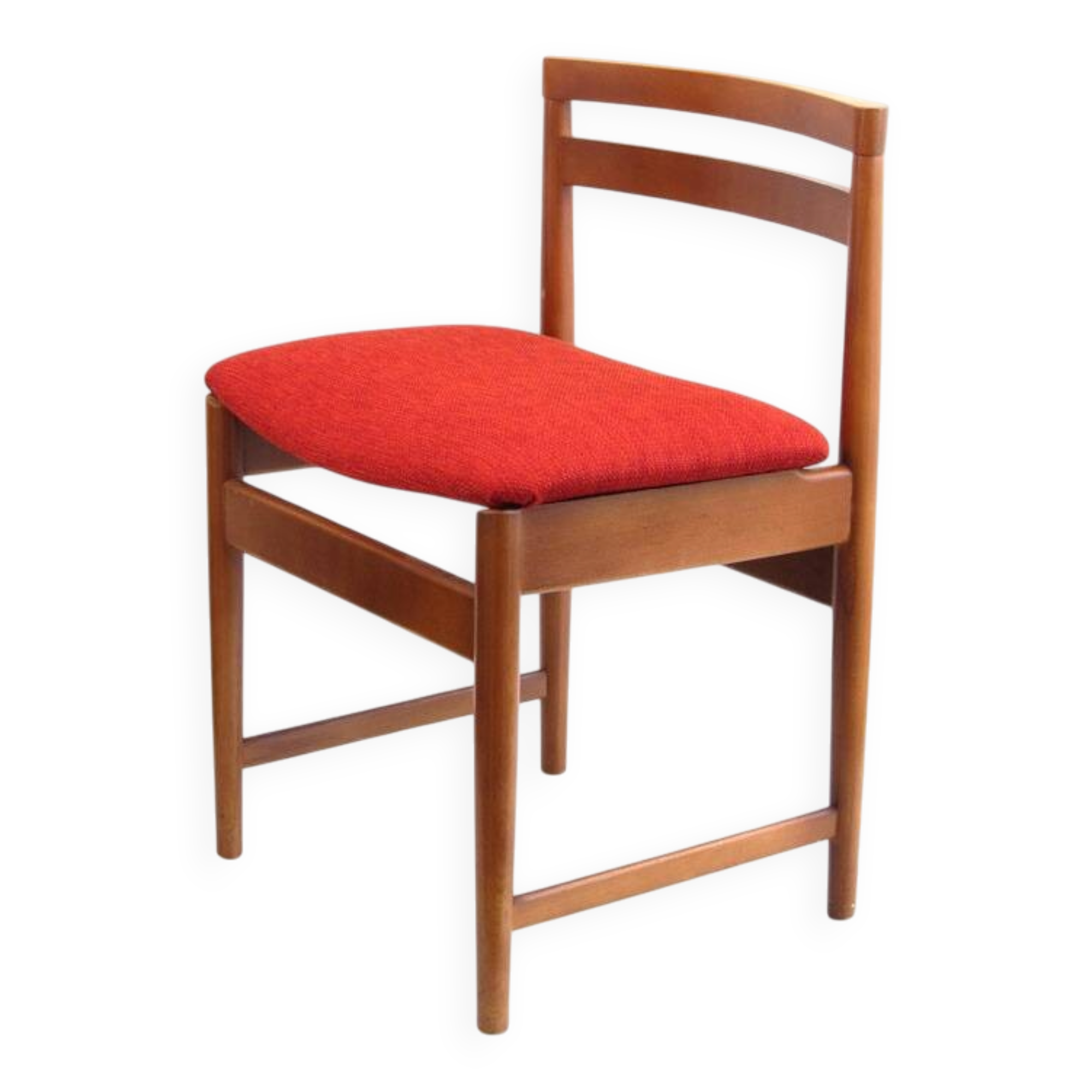4 Danish Vintage Mid-Century Dining Chairs red upholstery