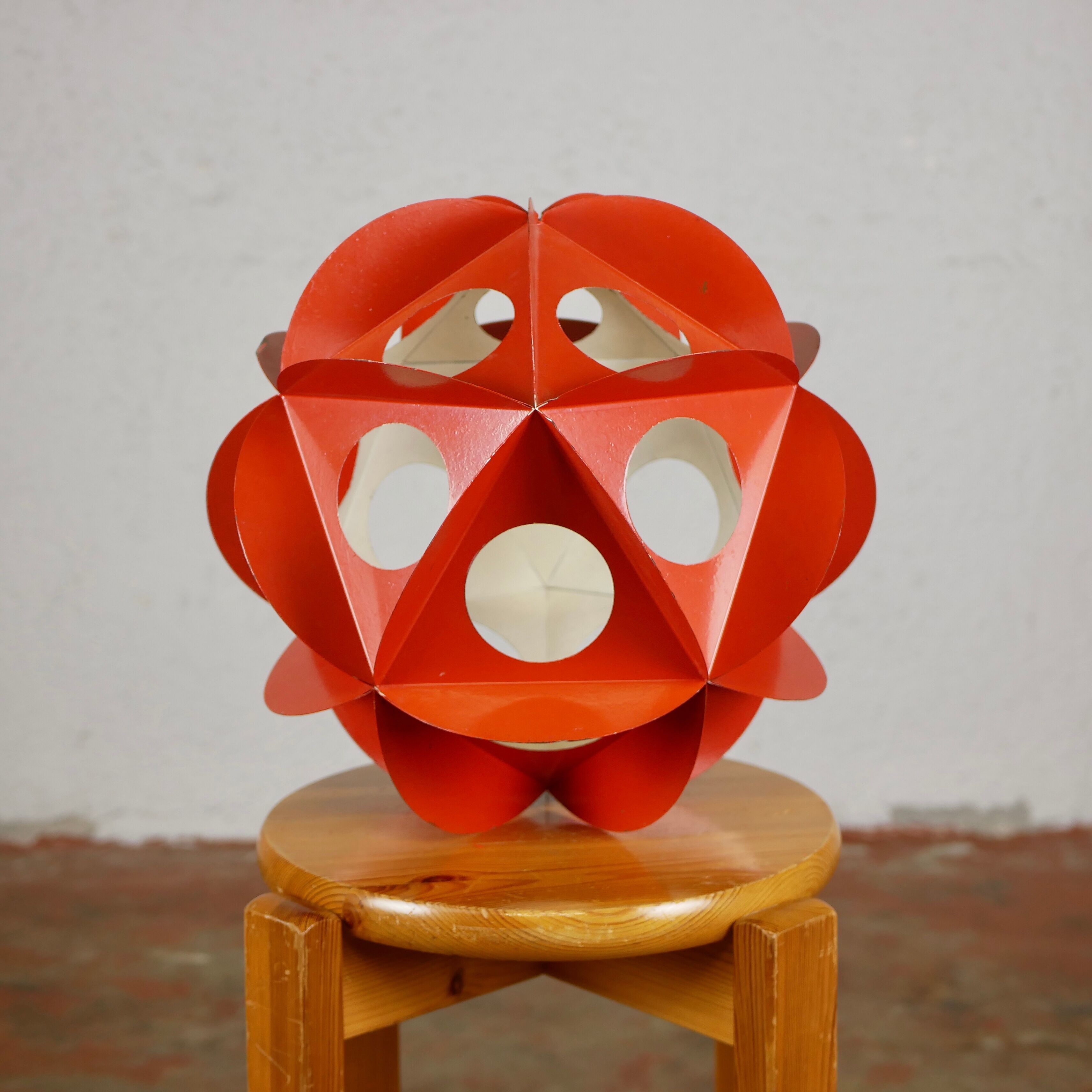 Orange metal origami decoration 70s