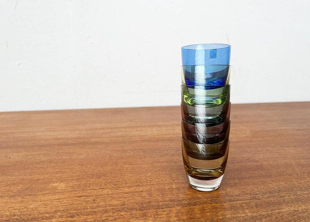 Coloured Space Age shot glasses by Gral, mid-century German, 1960s, set of 5.