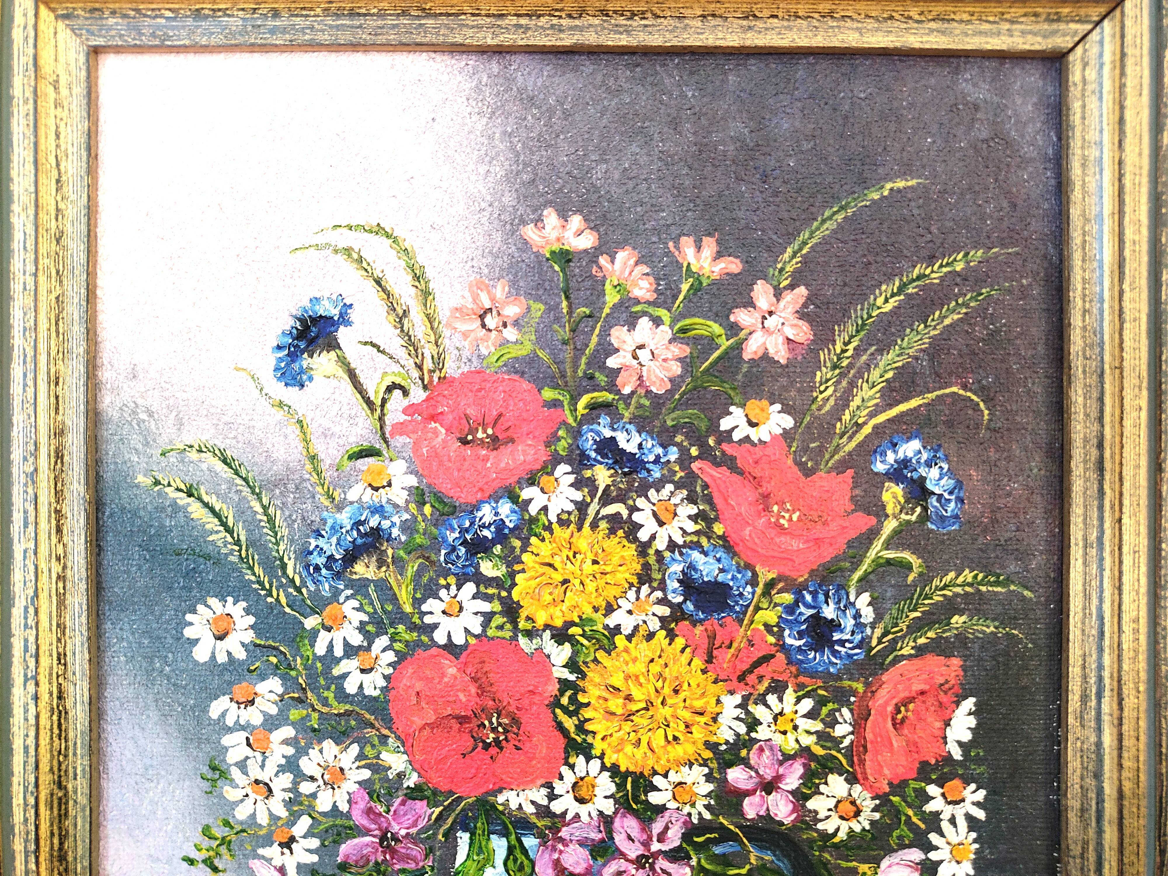 Bouquet of flowers, oil on canvas