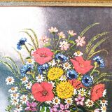 Bouquet de fleurs, huile sur toile