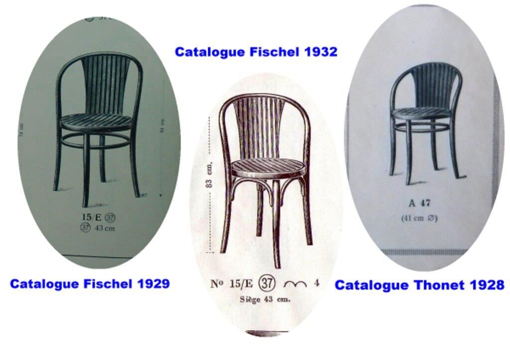 Pair of bistrot wood-curved armchairs fischel n ° 15 e 1930