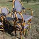 Lot de 5 fauteuils bistrot de terrasse type "parisienne" blanc et bleu