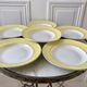 lot of 6 hollow plates Moulin des Loups textured canary yellow 50s