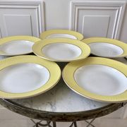 lot of 6 hollow plates Moulin des Loups textured canary yellow 50s