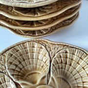 5 Sarreguemines caramel shell plates, 1950s
