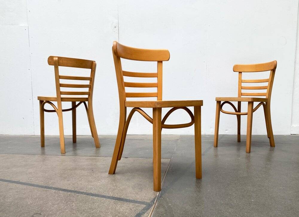 Mid-century German bentwood chairs by ZPM Radomsko for Mobilair, 1950s, set of 3.