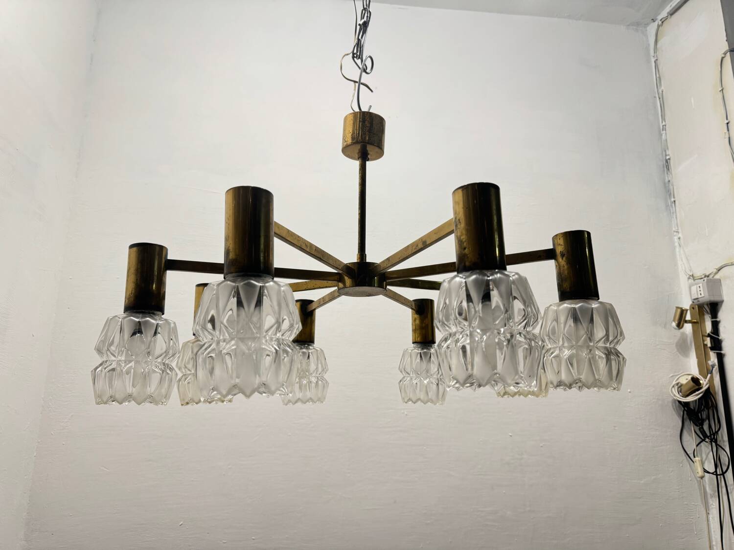 Brass Crystal Chandelier 1960’s