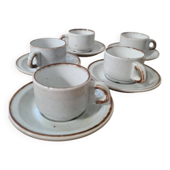 Set of 5 cups and 5 saucers Sarreguemines France