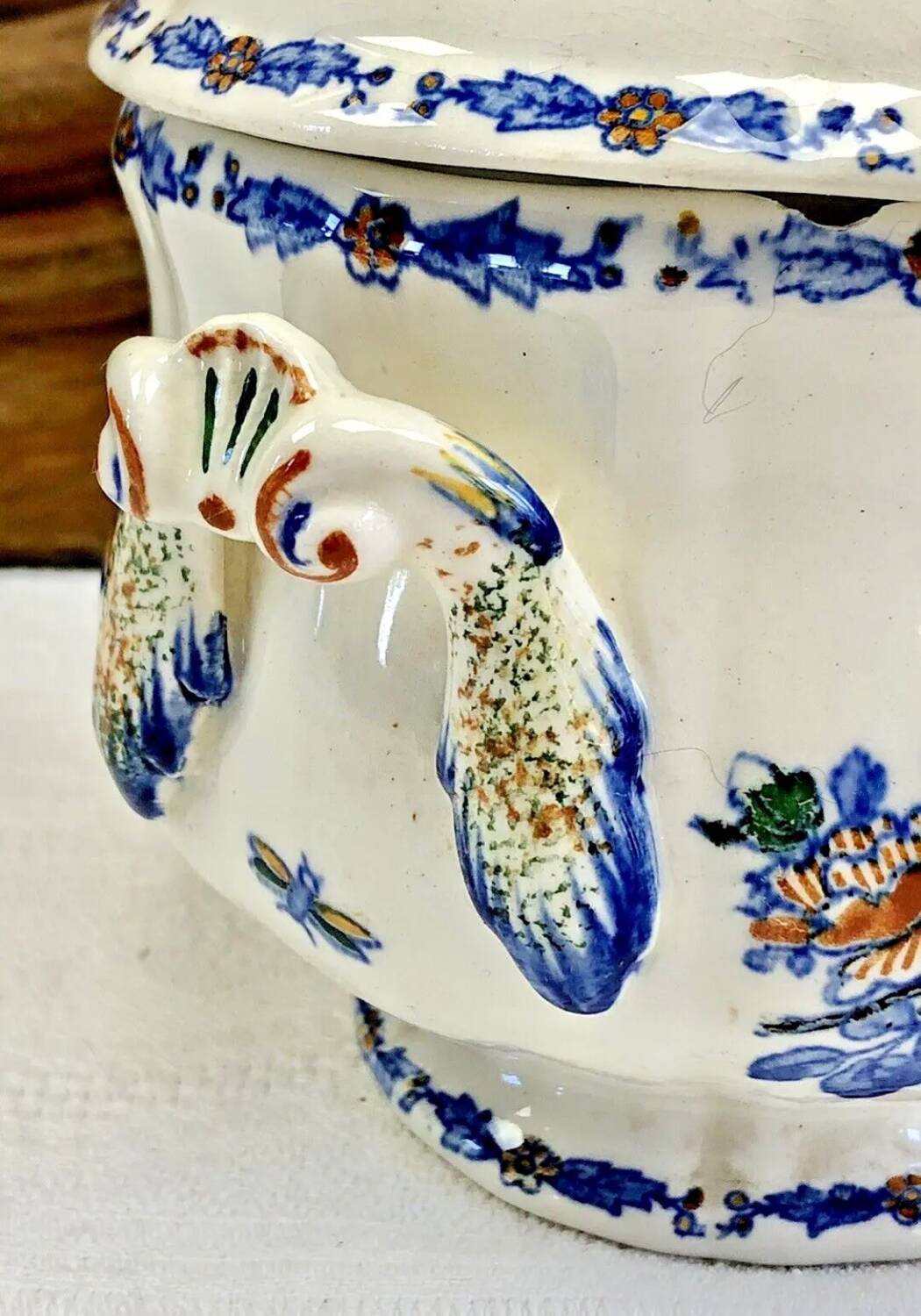 Gien sugar bowl rooster and peonies model 1938 1960
