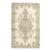5x8 Light Yellow & Green Vintage Turkish Rug, 162x259Cm