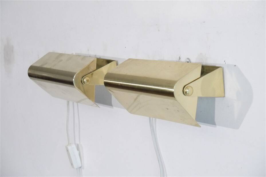 Pair of Scandinavian brass wall lights 1970