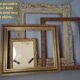 Old beveled oval mirror frame wood stucco gilding gold leaf 52x37 cm SB156