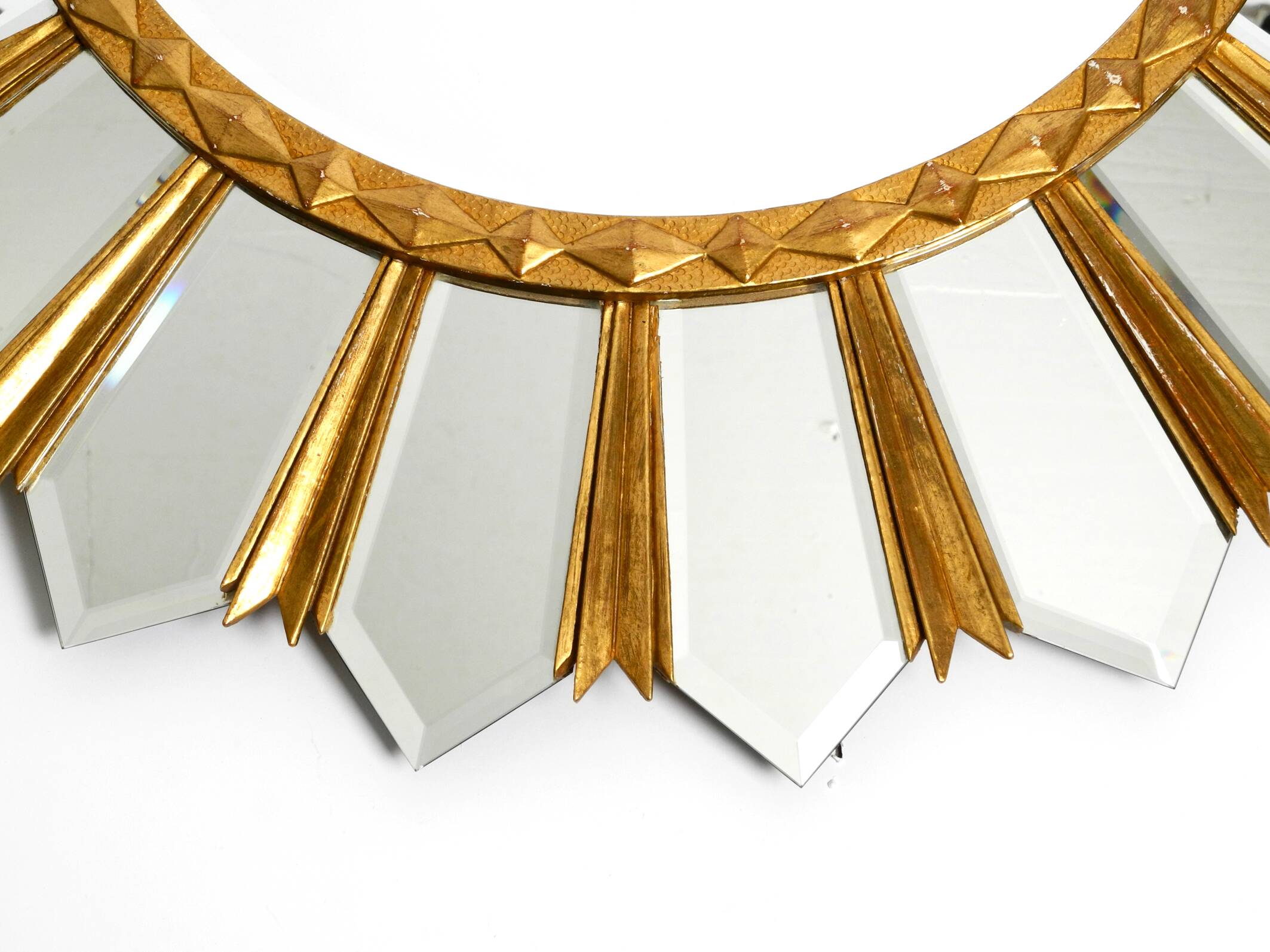 Large gilded Italian XXL Regency Sunburst Wall Mirror | diameter 93 cm