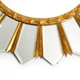 Large gilded Italian XXL Regency Sunburst Wall Mirror | diameter 93 cm