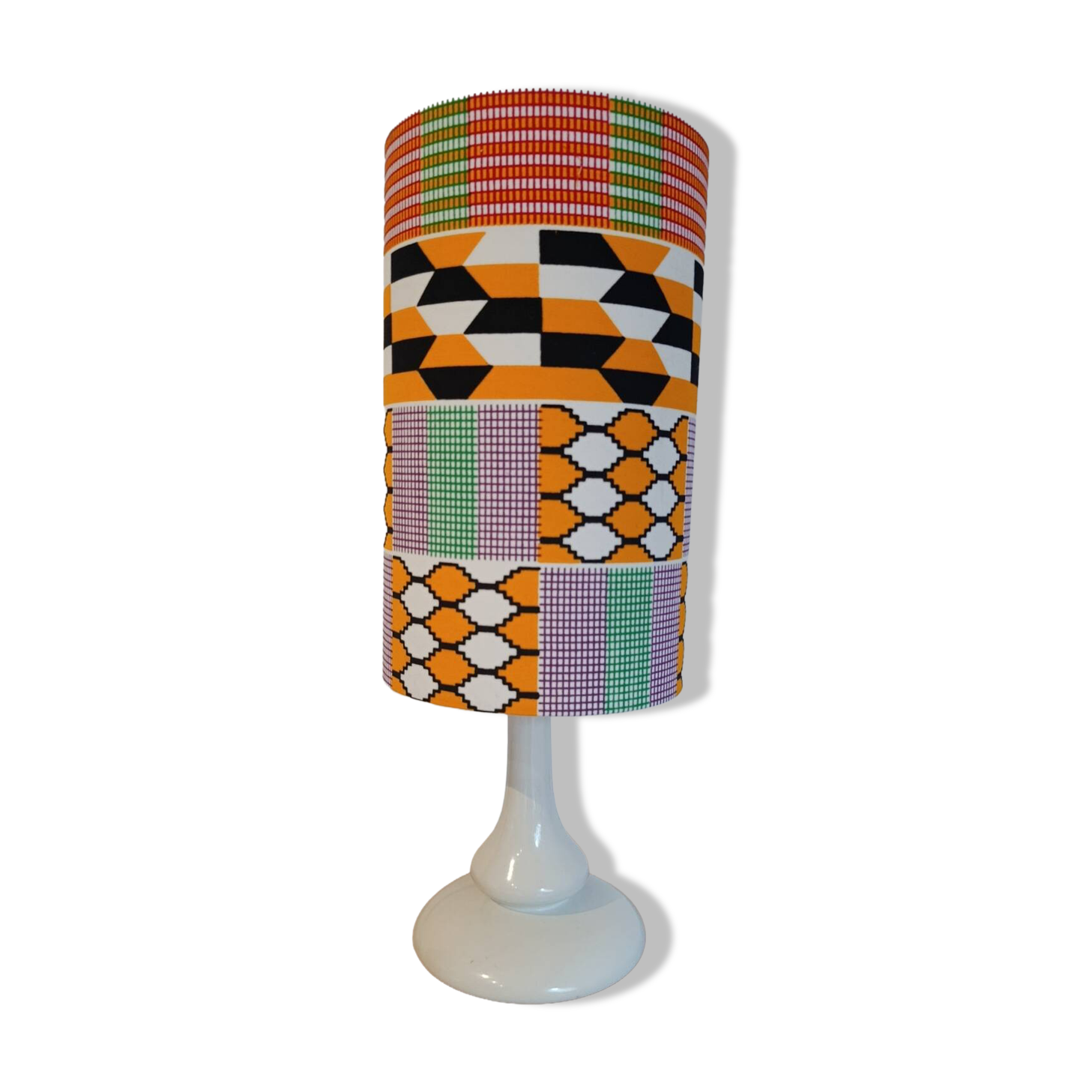 Afro-pop table lamp with Kente wax print