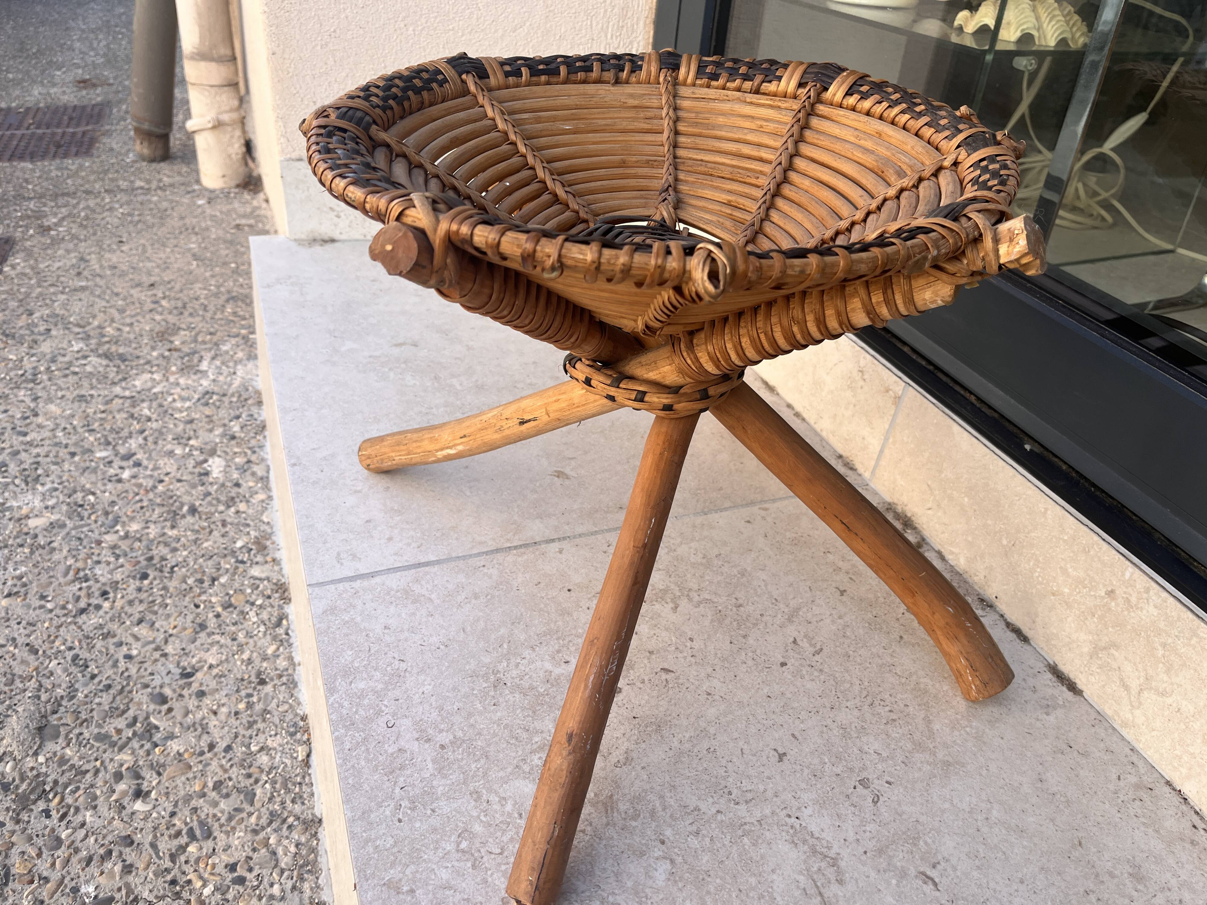 African rattan low stool