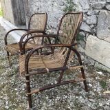 Pair of rattan armchairs