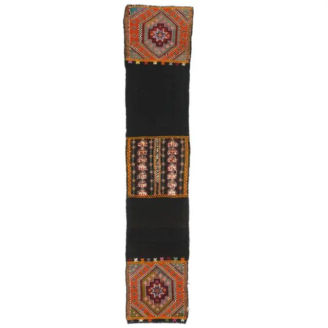 1970s Turkish Oushak Handmade Wool Cotton Brown Runner Rug 50x268