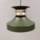 Hanging lamp in green lacquered metal with golden “ring” and bottom grille.
