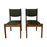 Pair of Scandinavian design chairs in teak and tweed