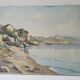 Old painting - Oil on canvas Lake Geneva Chateau de Glérolles (Switzerland)