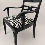 Art Deco Armchairs in Black Lacquer and Black-Creme Fabric, 1925