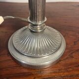 Metal lamp and art deco ribbed glass globe