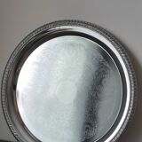 Silver-plated metal dish with a 1980s pattern