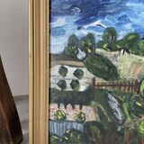 Peinture à l’huile Chaumes de Cordeville