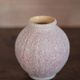 Signed crinkled enamel round vase, pink Art Deco vase, interior decoration, collection