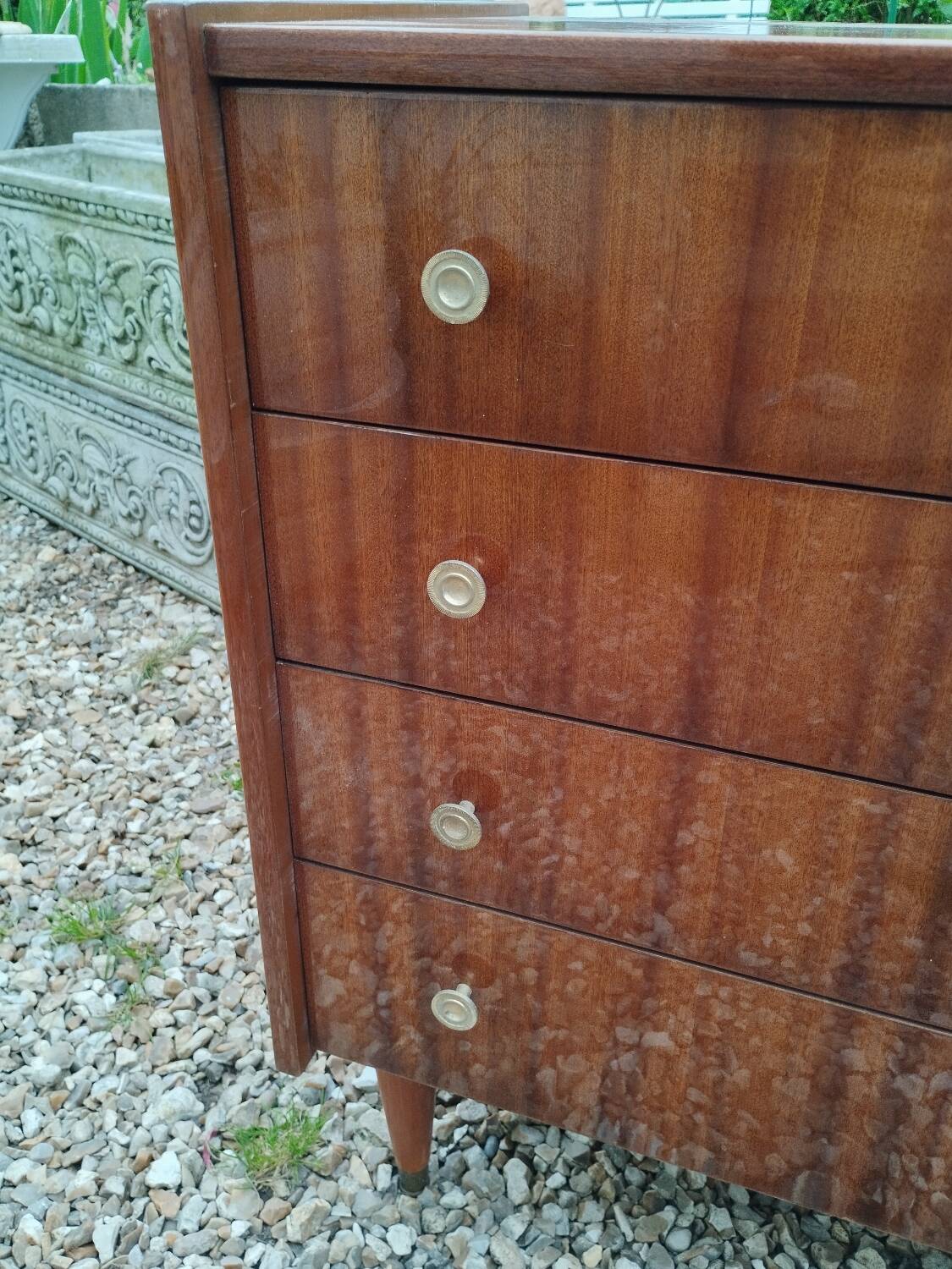 Old vintage chest of drawers with compass foot