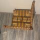 Vintage Art Deco Bobbin Wood and Straw Corner Chair, 1930s