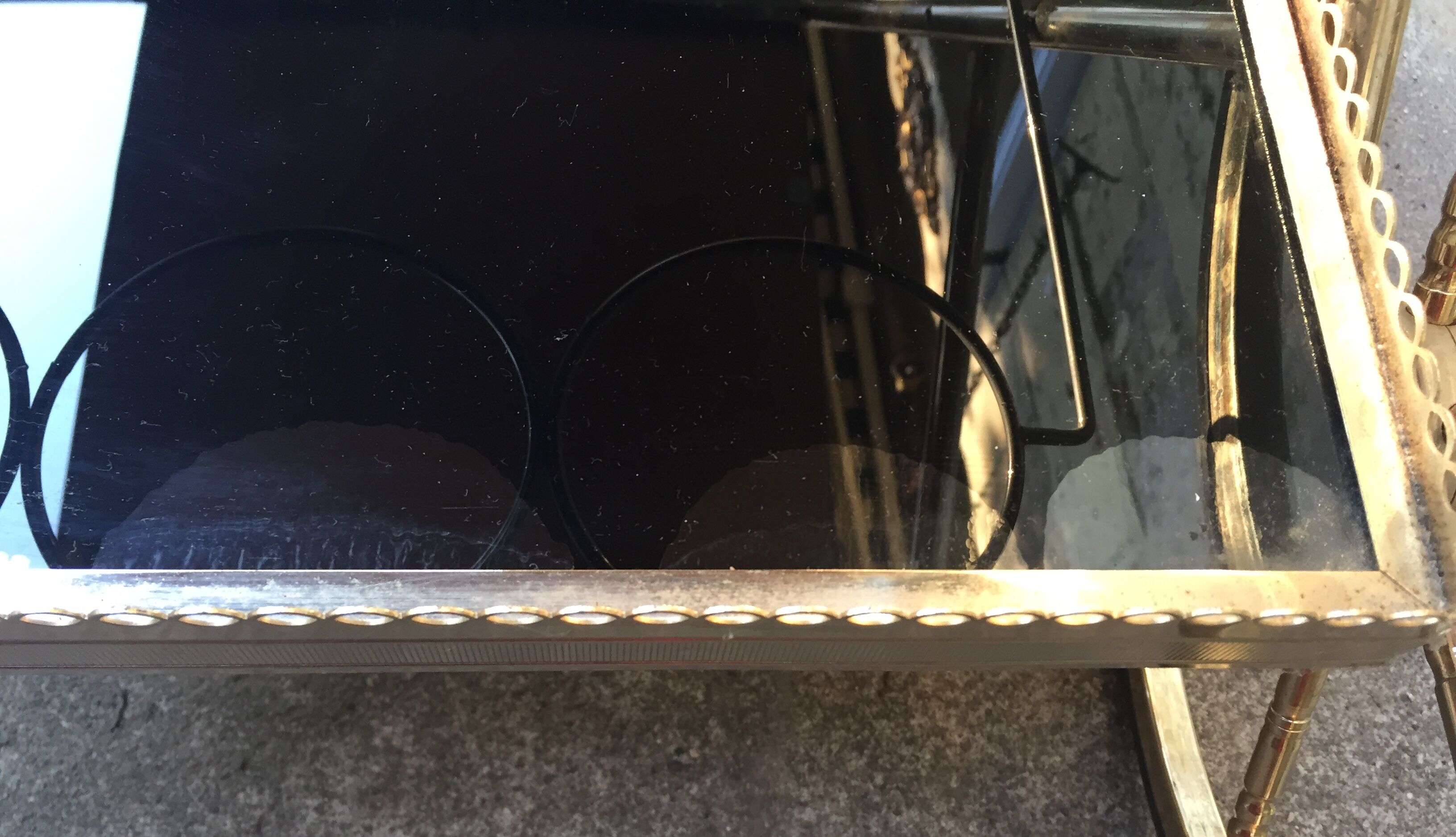 Rolling serving table glass and brass