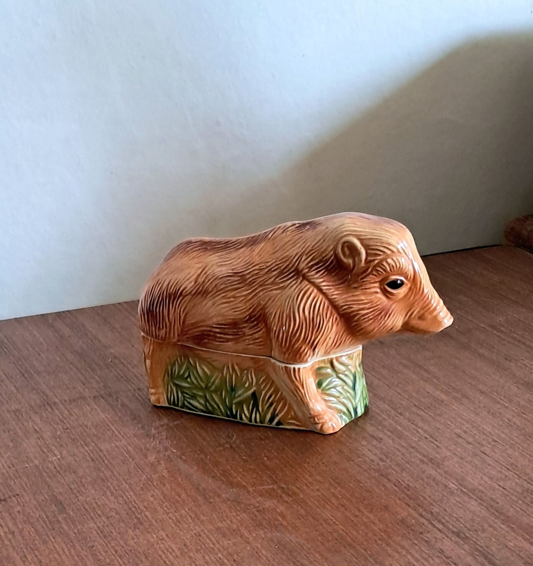 Terrine in Barbotine Michel Caugant. Boar shape.