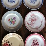 6 mismatched flat plates Marsac Canebière Fontanges Digoin Sarreguemines