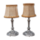 Vintage lamp pair, bedside lamp, tin lamp stand with lampshade, interior décor