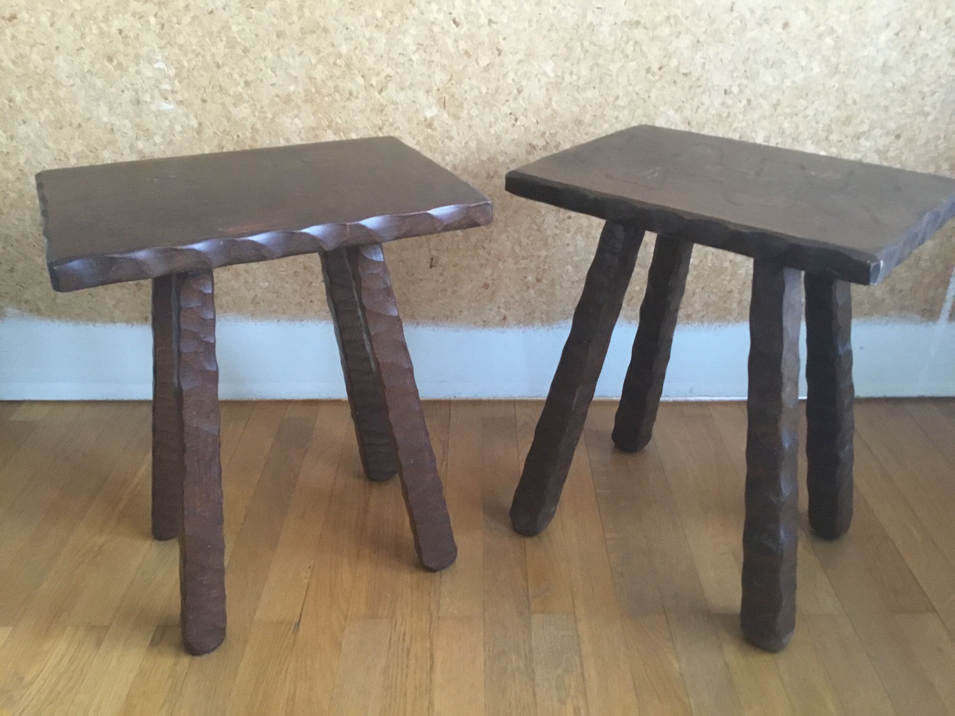 Pair of vintage brutalist stools