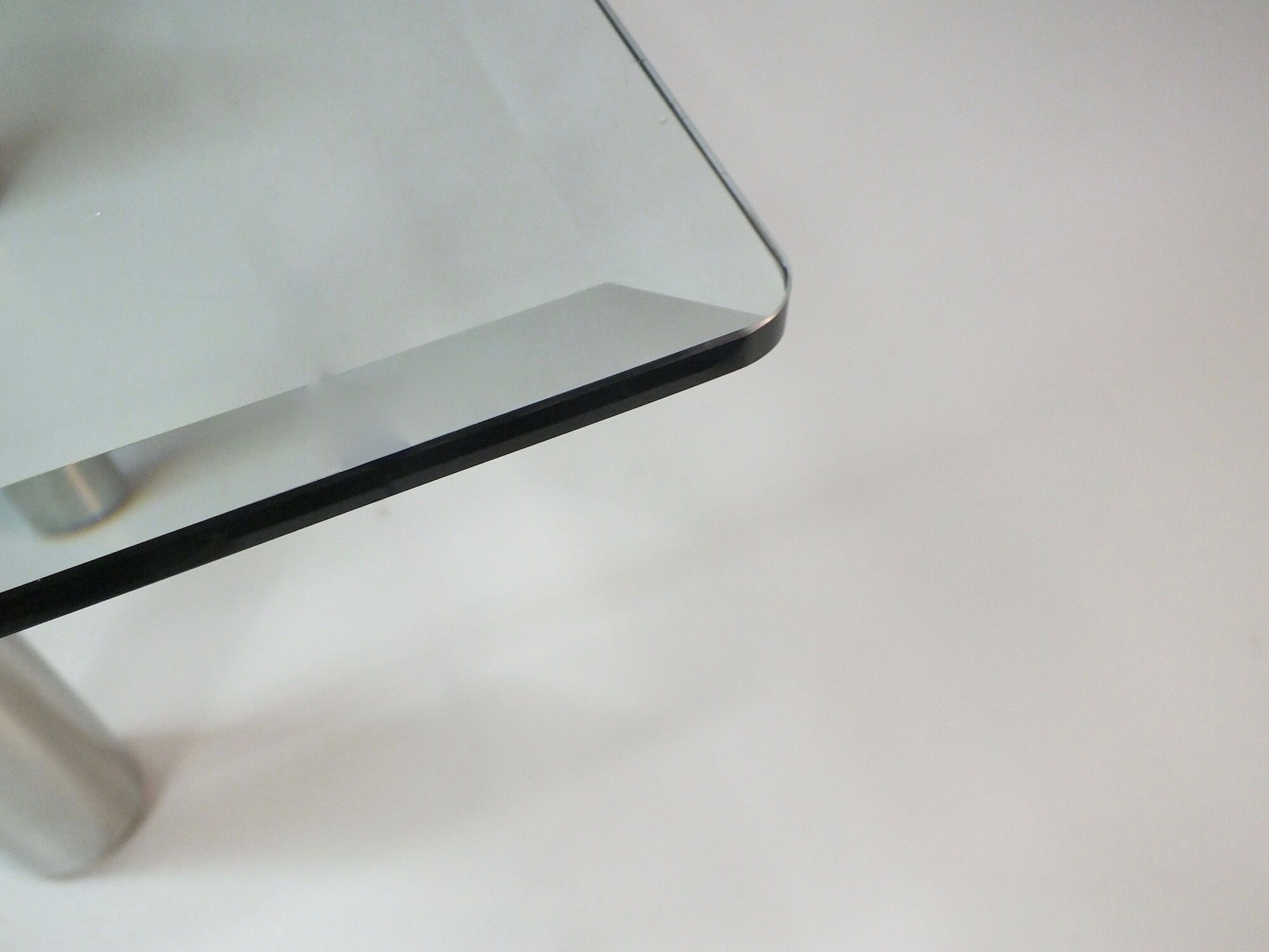 Brentano square glass dining table by Emaf Progetti for Zanotta Italy 1980s