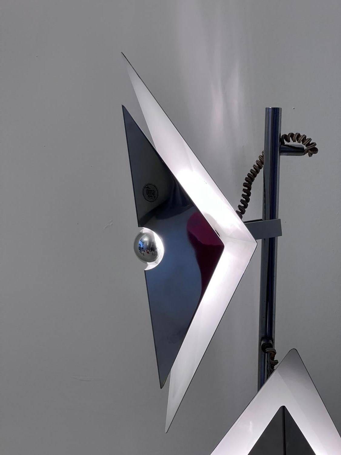 Mid-Century Decorative Floor Lamp in Chromed Metal with Diamond Shaped Shades