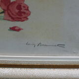 Large watercolor bouquet of flowers signed Bessonnat