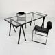 "Trestle" glass and metal desk by Rodney Kinsman for Bieffeplast, 198