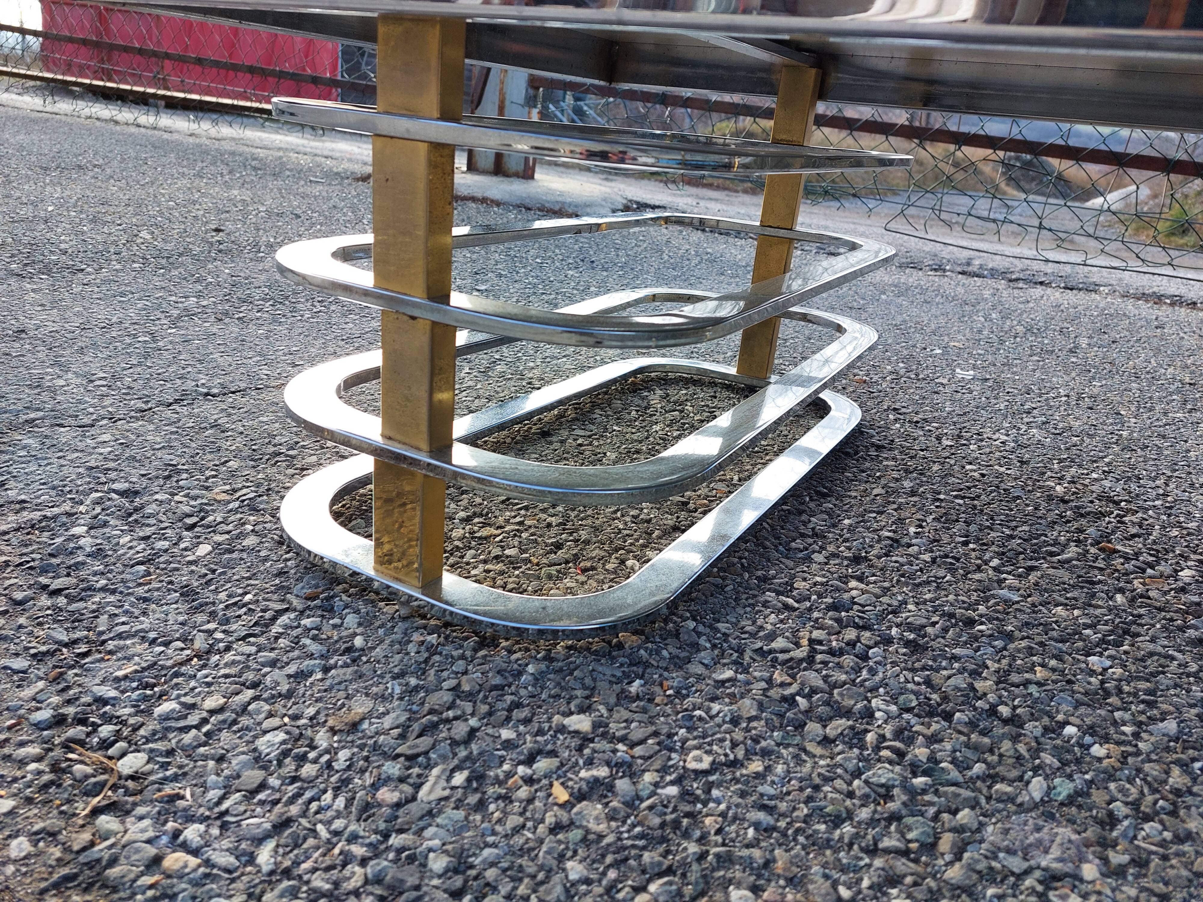 Vintage coffee table with chrome and gold base