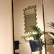 Miroir en plomb avec console en fer forgé laqué en vert pistache et or, Art Déco,