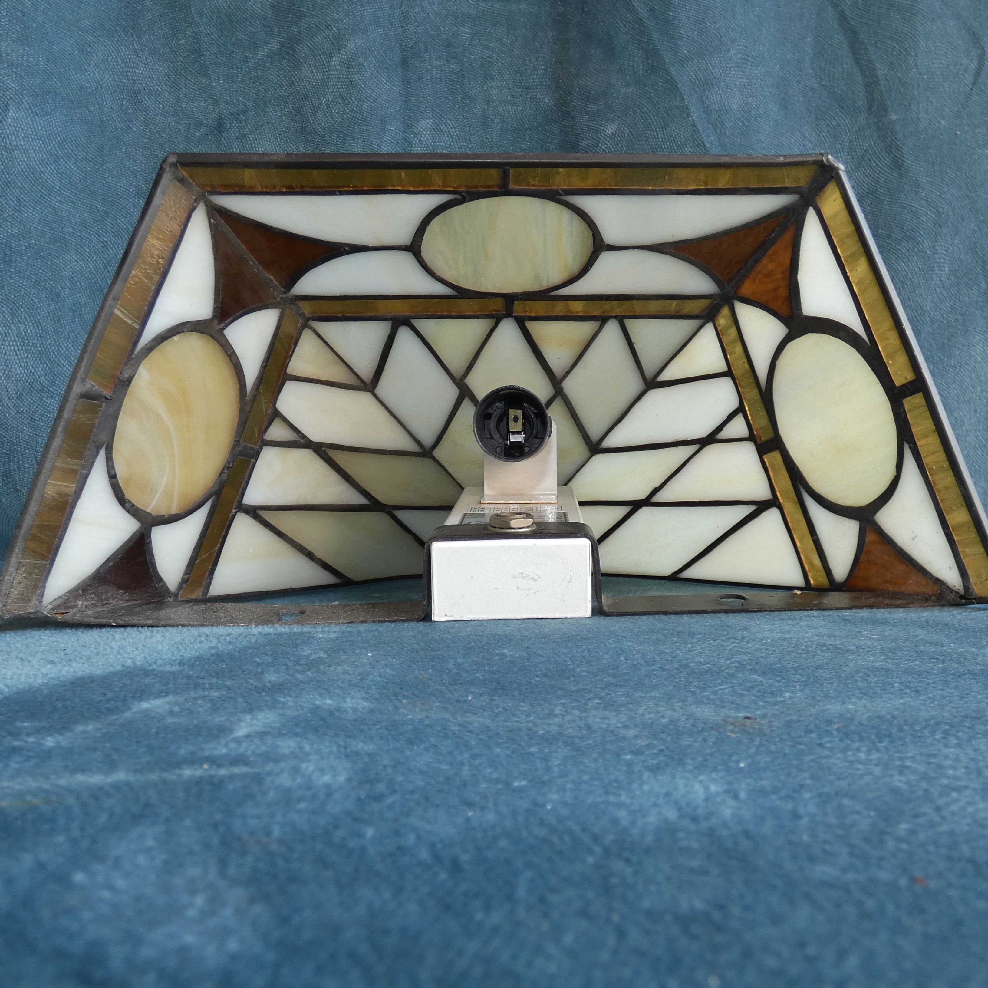 Wall lamp, glass paste, Tiffany Art Deco style, v shape, 80s work